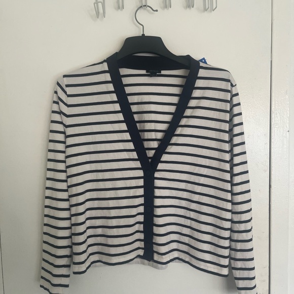 LOFT Sweaters - LOFT Navy and White Striped Cardigan. #preppy #nautical